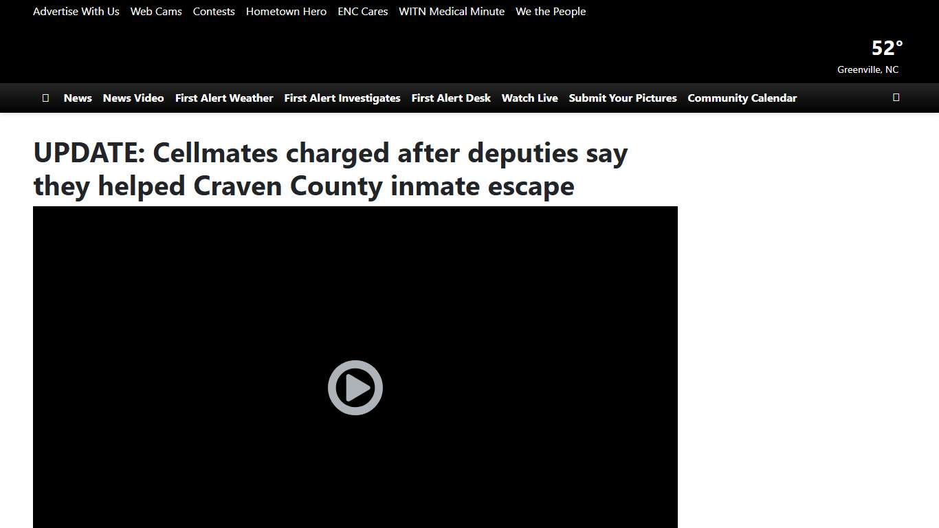 UPDATE: Cellmates charged after deputies say they helped Craven County inmate escape